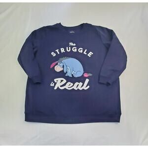 Disney Winnie The Pooh Size 1X Eeyore Blue Embroidered Pullover Sweater Ca11